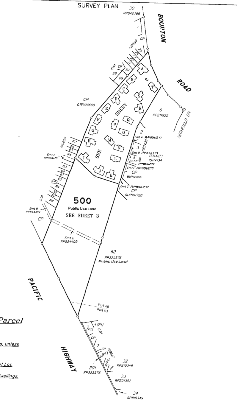 Registered survey plan for 18 Bourton Place showing lots and exclusive use areas